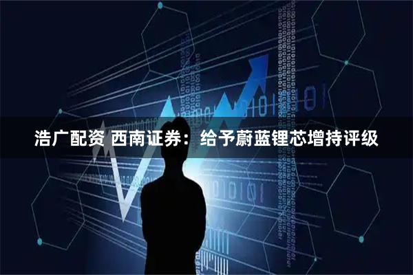 浩广配资 西南证券：给予蔚蓝锂芯增持评级