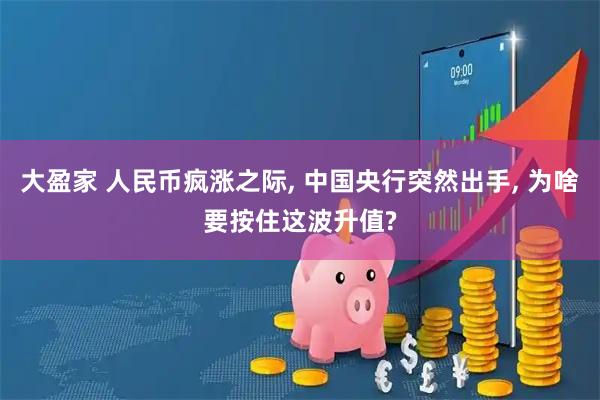 大盈家 人民币疯涨之际, 中国央行突然出手, 为啥要按住这波升值?